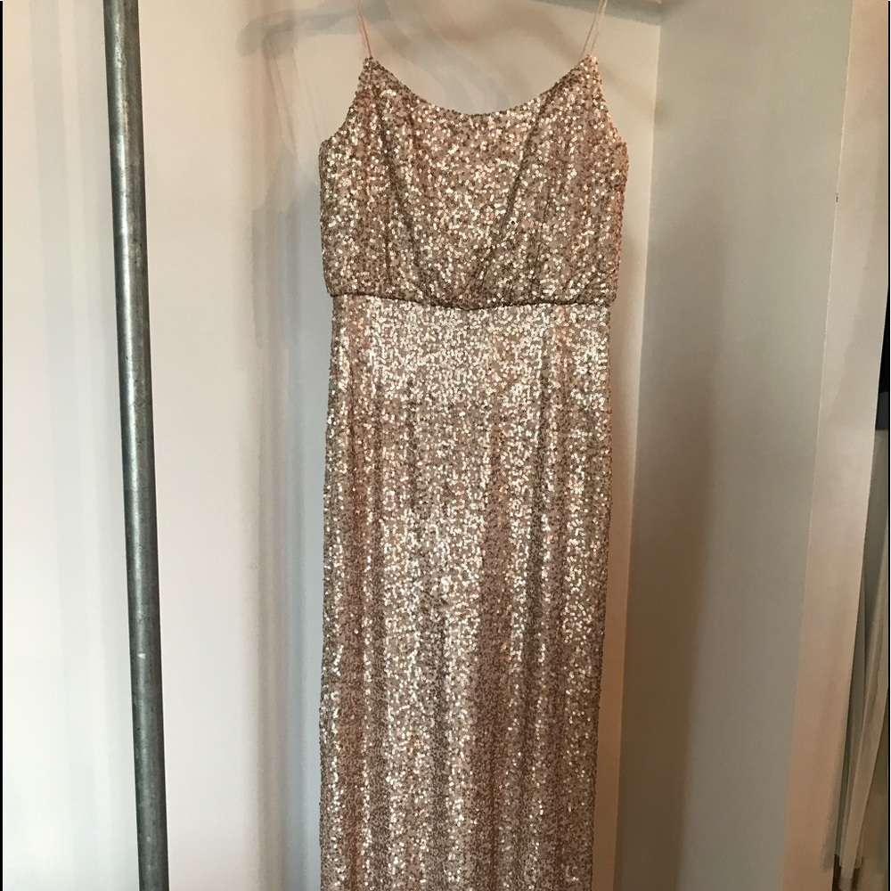 Amsale GB037Q Rose Gold Sequin Gown
